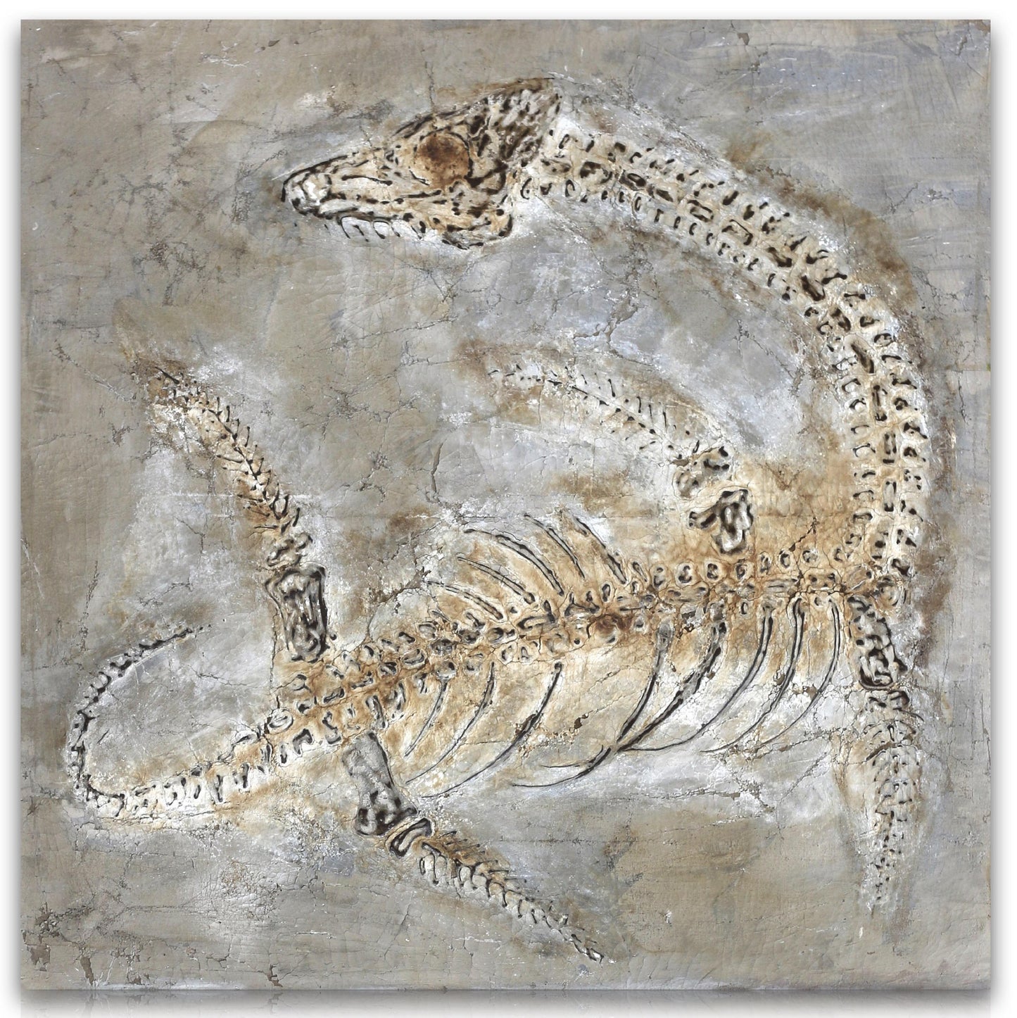 Lost and Found square earthy textured acrylic and plaster canvas painting by MIOLISM