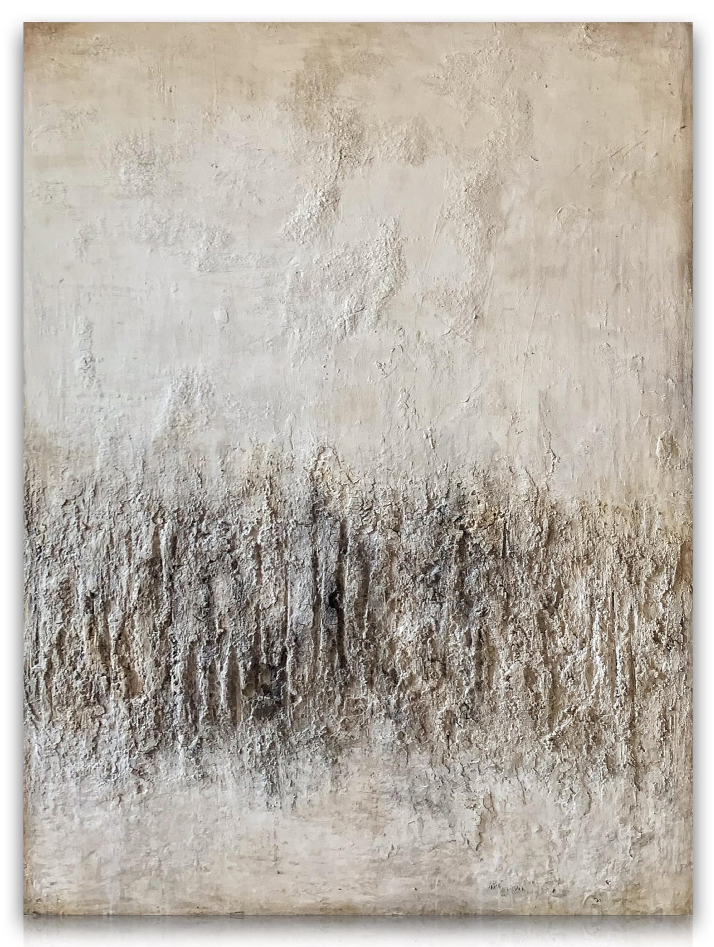 Reveal large vertical earthy textured acrylic and plaster canvas painting by MIOLISM