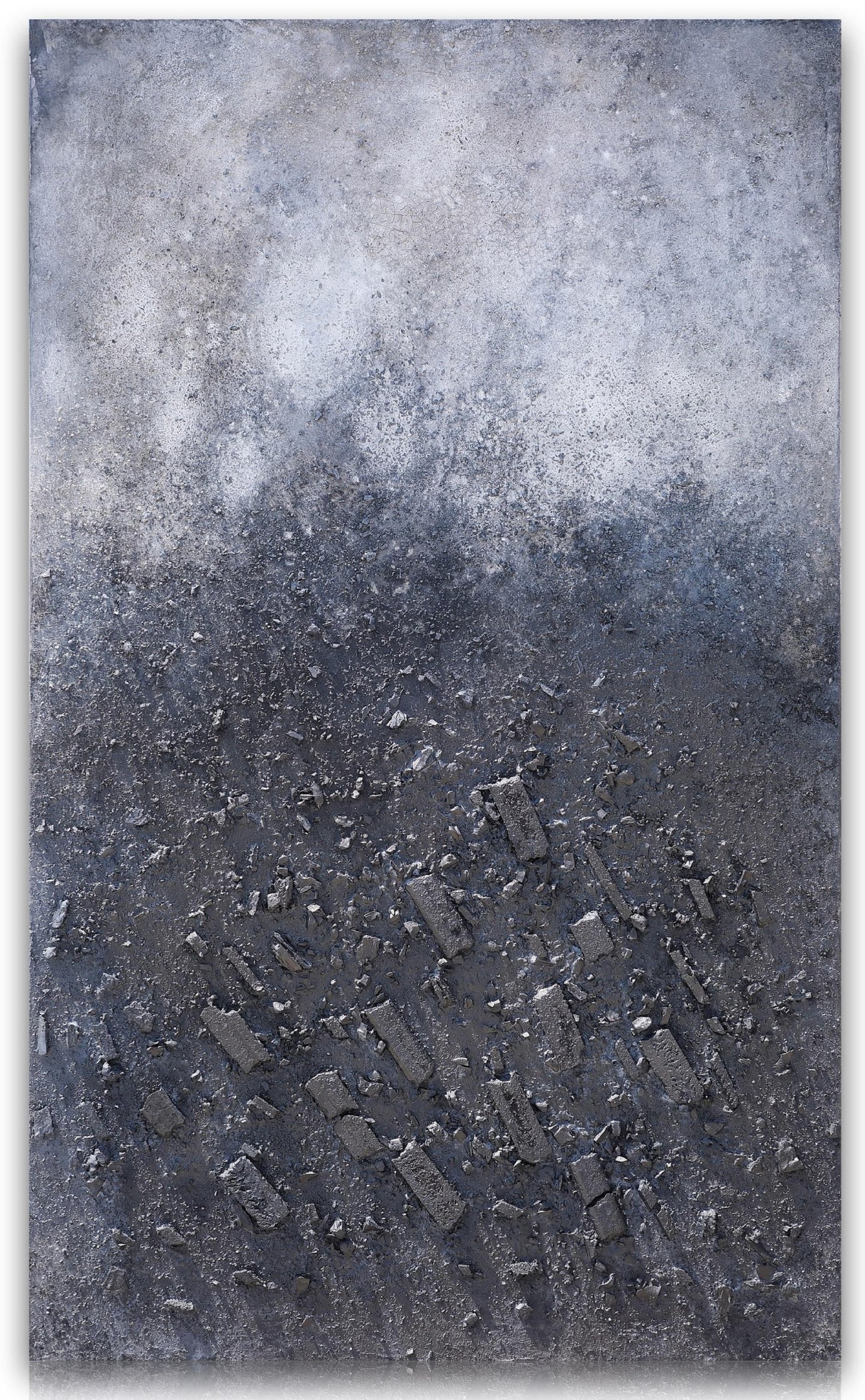 Mars vertical textured acrylic plaster and charcoal canvas painting by MIOLISM