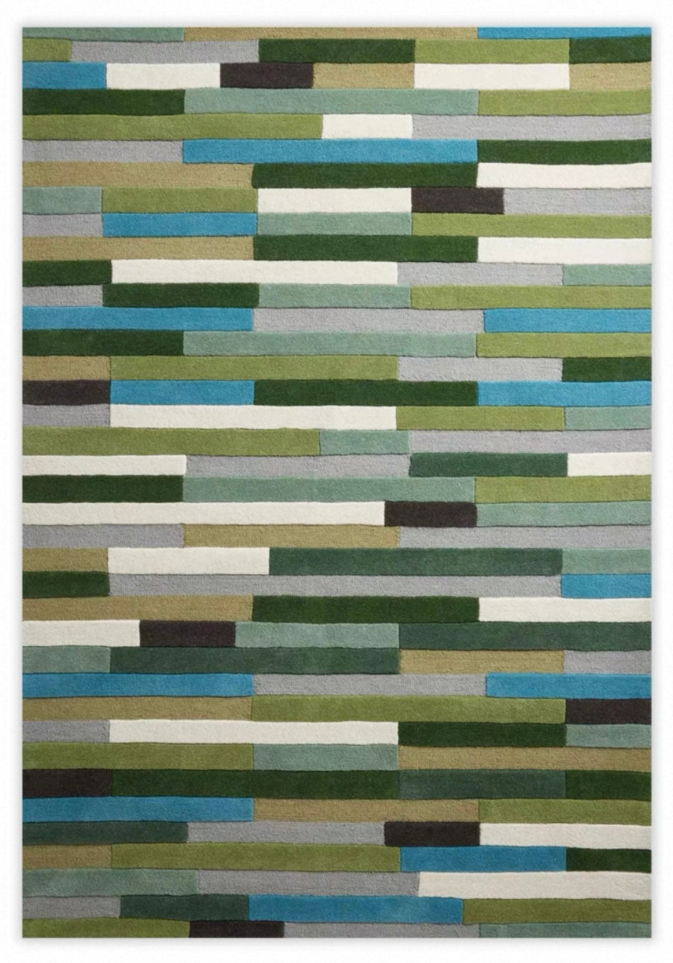 Abstract Bamboo Handwoven Rug – Moss & Teal