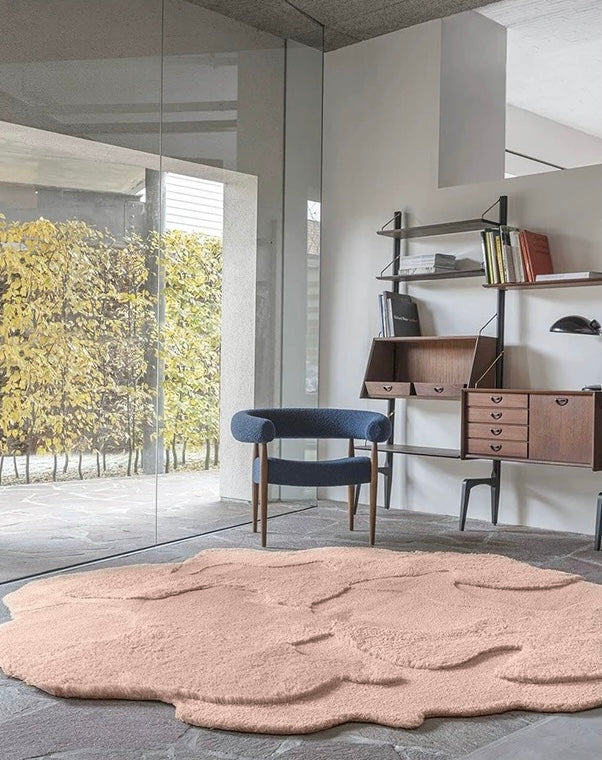Cloud Relief Sculptural Handwoven Rug – Ivory / Nude Pink / Terracotta