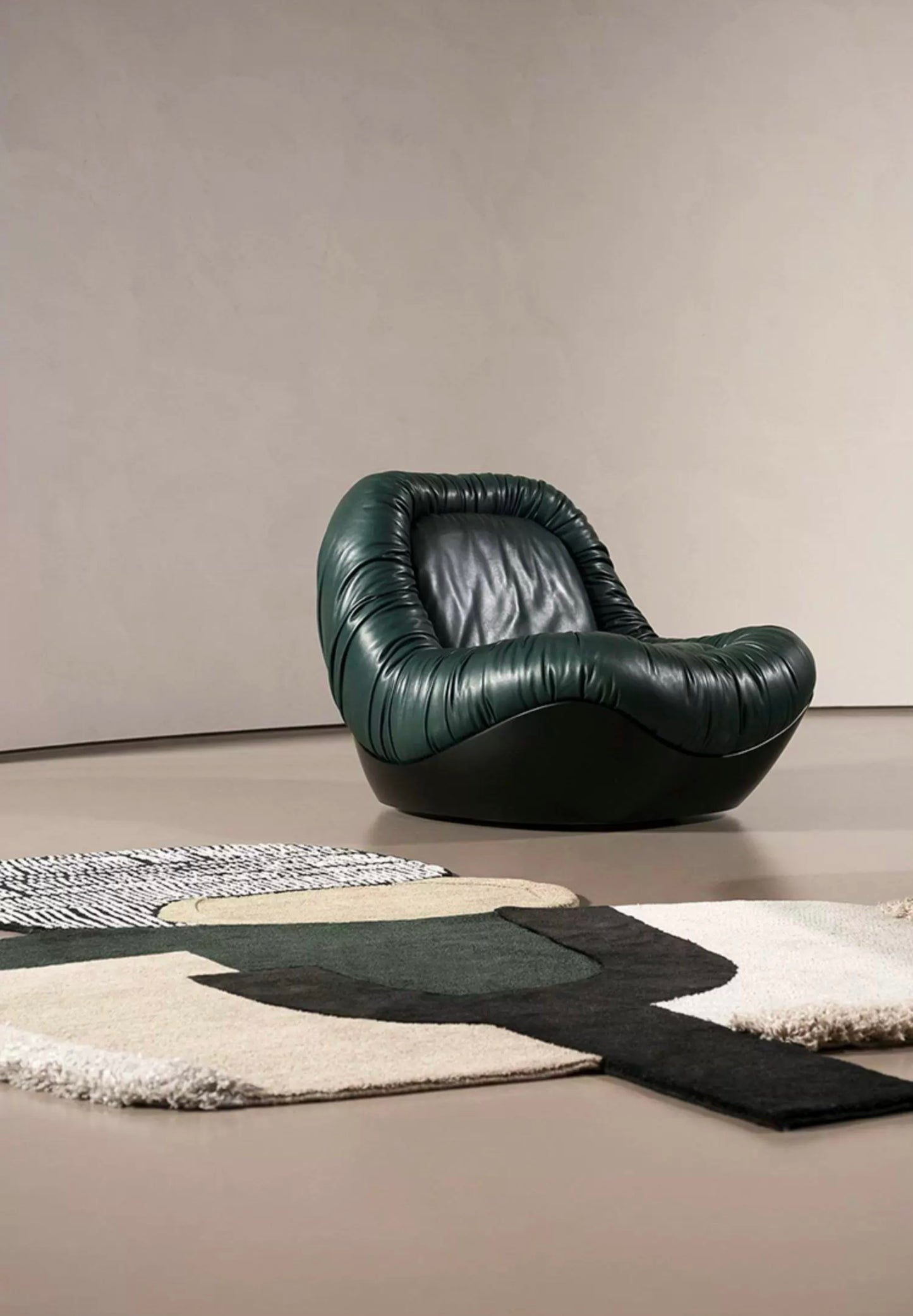 Contour Collage Handwoven Rug – Charcoal, Olive & Sand