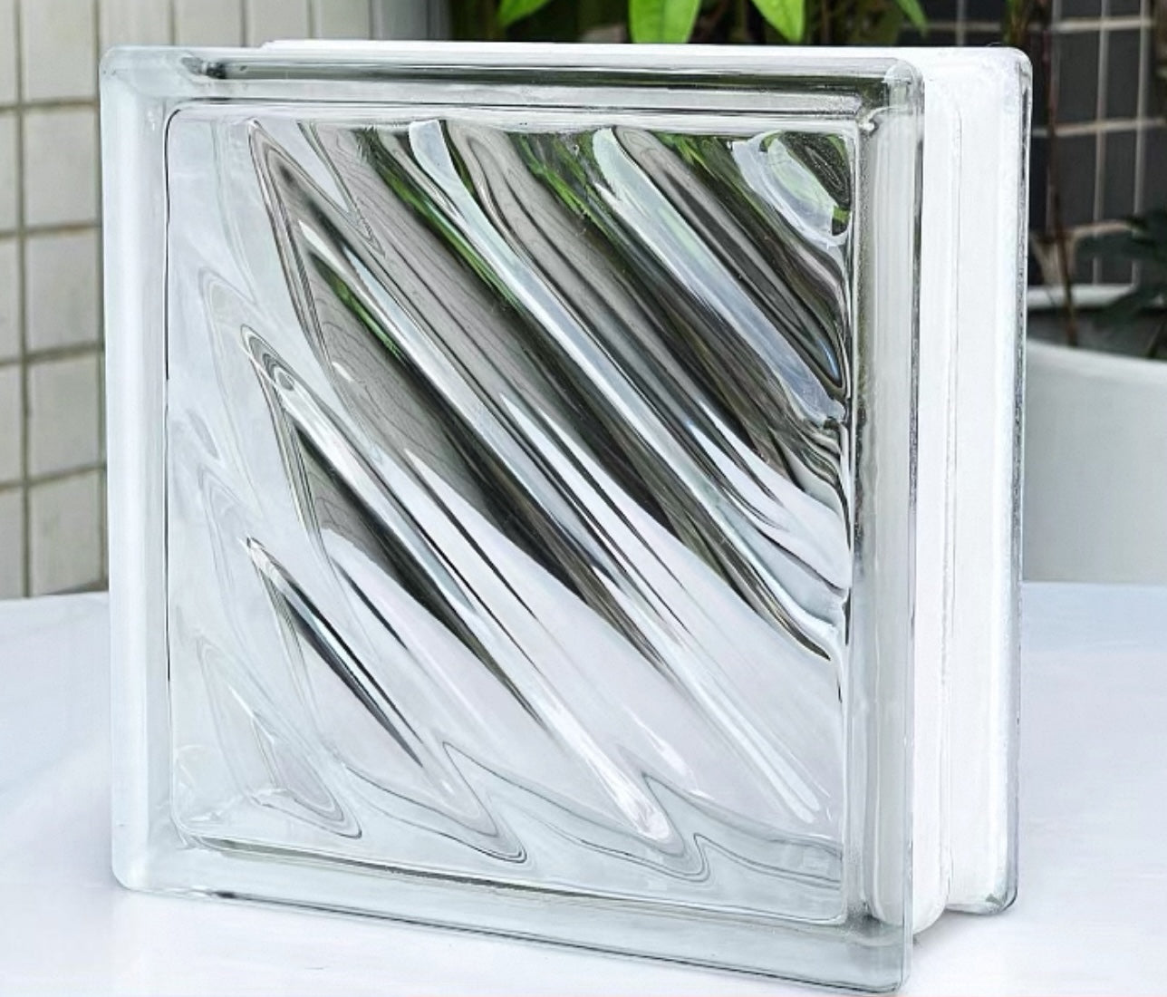 Diagonal Stream Glass Block