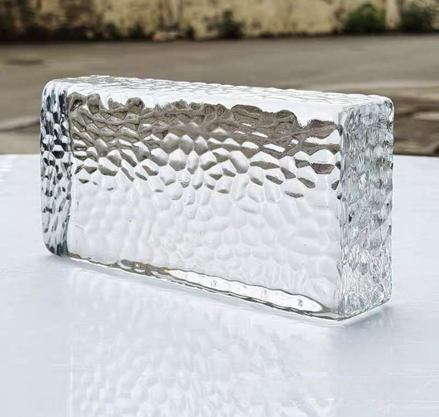 Hammer Ripple hammered texture glass brick for light-diffusing walls by MIOLISM