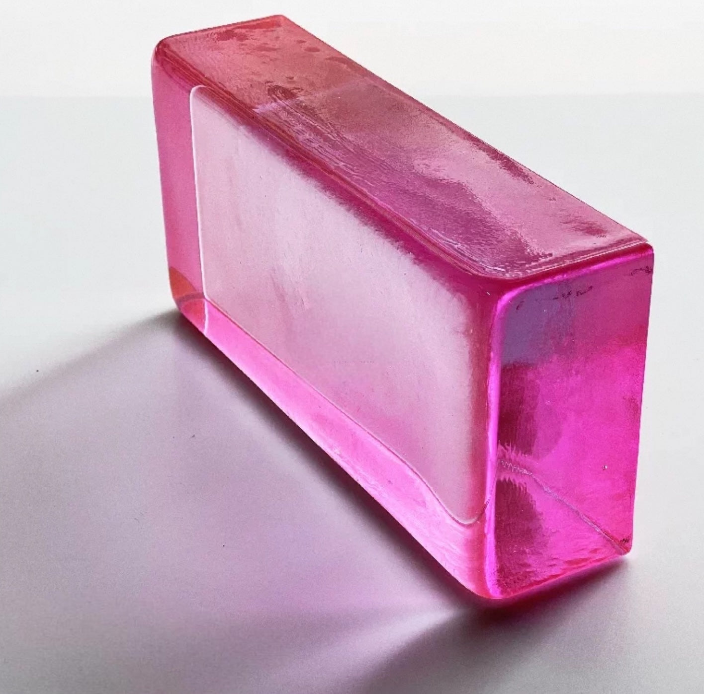 Rose Block pink translucent glass brick for playful architectural color by MIOLISM