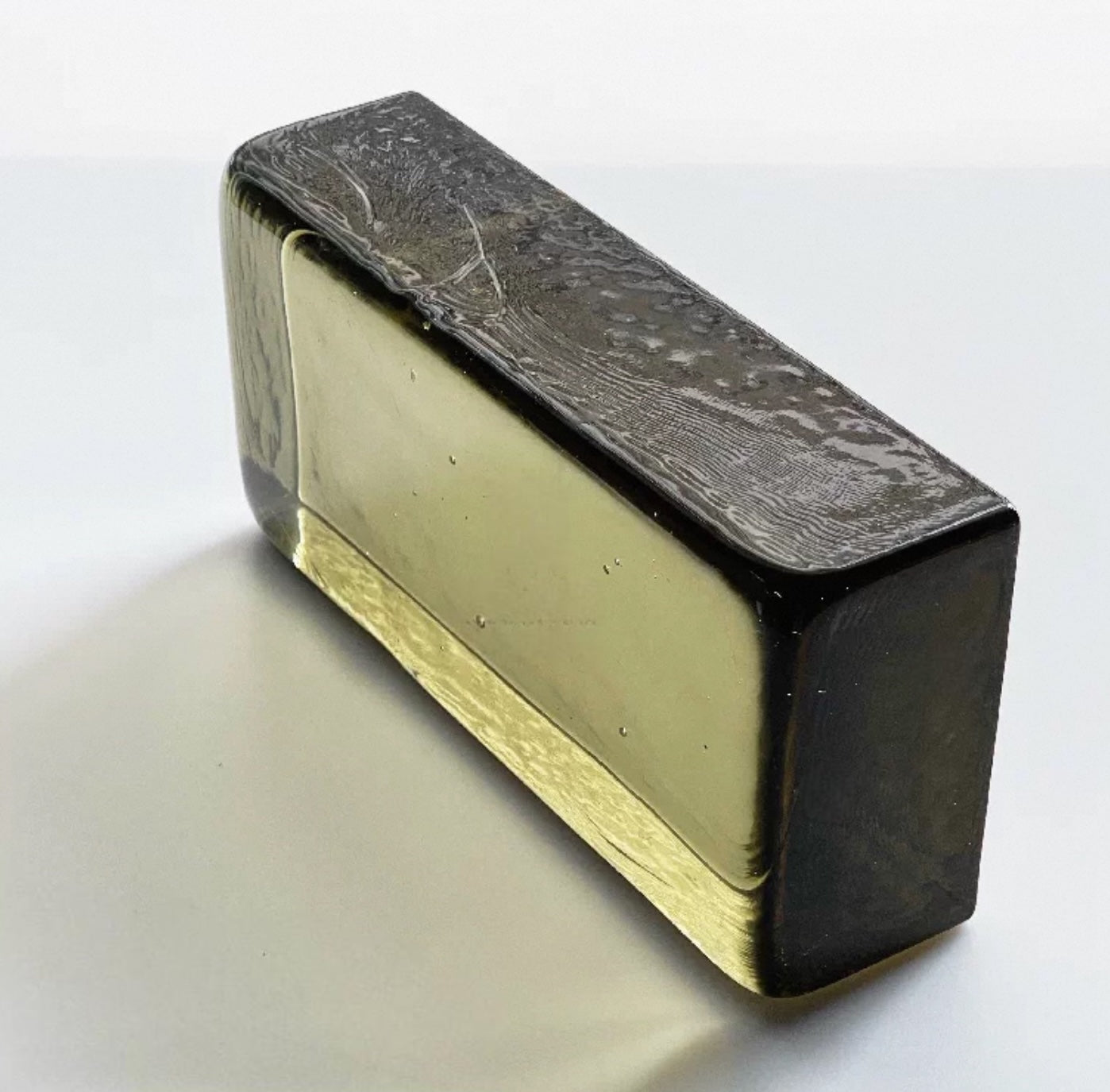 Olive Block smoky green translucent glass brick for refined interiors by MIOLISM