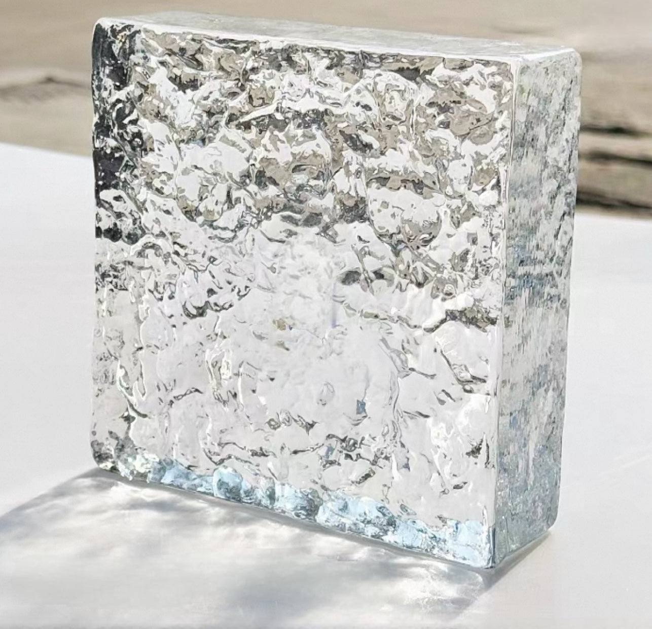 Dual-Face Glacier square ice-textured glass brick for feature walls by MIOLISM