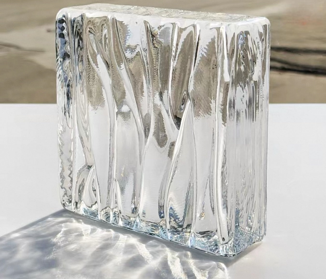 Dual-Face Wave Pattern glass brick with flowing textured grooves by MIOLISM