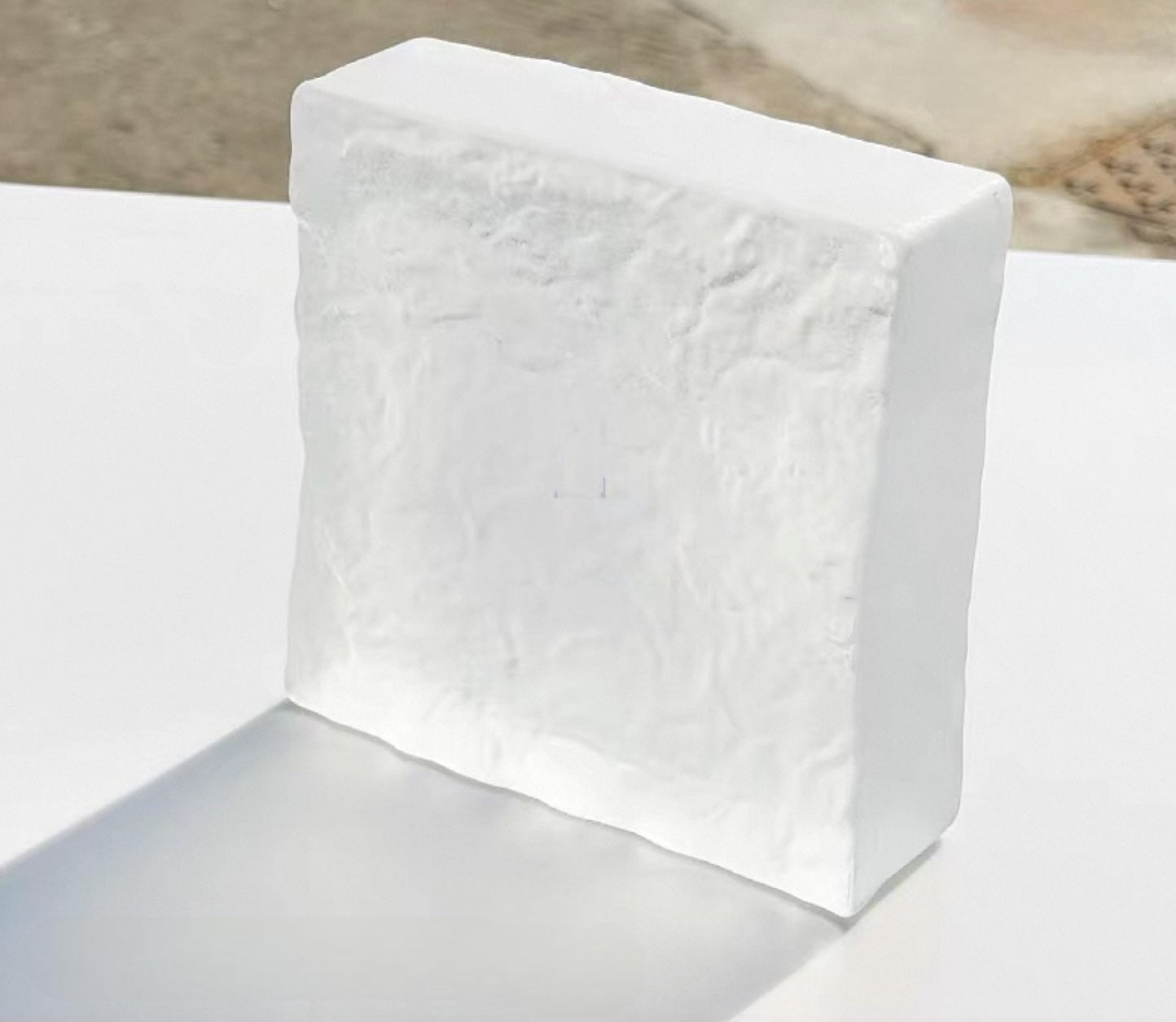 Frosted Dual-Face Ice Crystal glass brick with matte textured surface by MIOLISM
