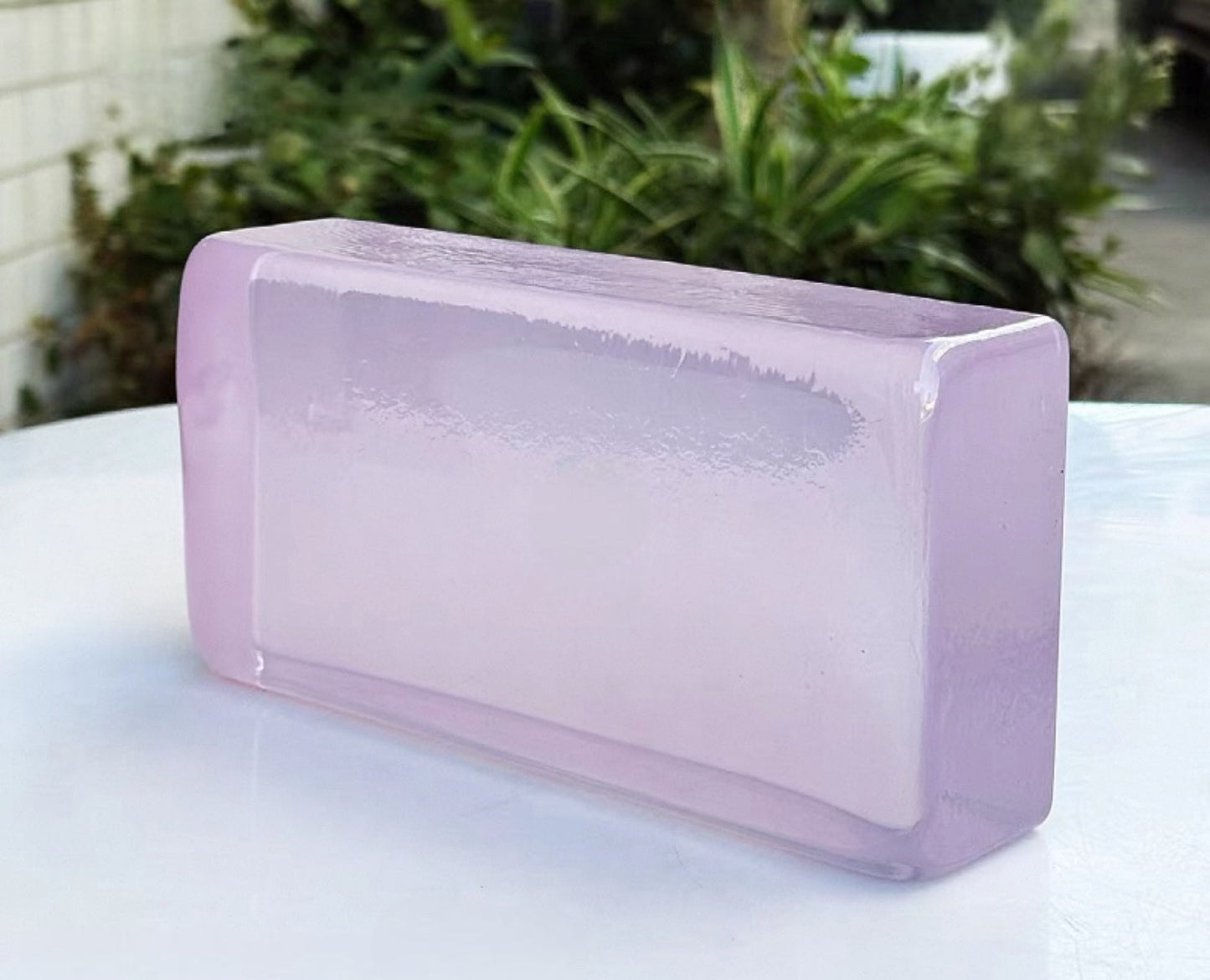 Rounded Edge Ripple Lavender glass brick with soft translucent color by MIOLISM