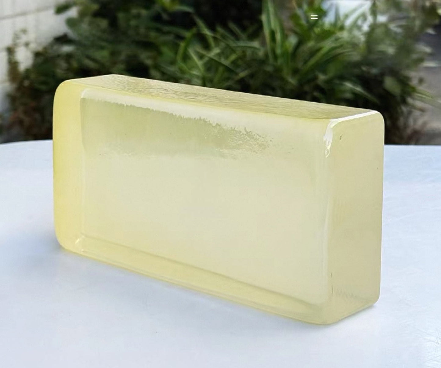 Rounded Edge Ripple Soft Yellow glass brick with warm translucent glow by MIOLISM