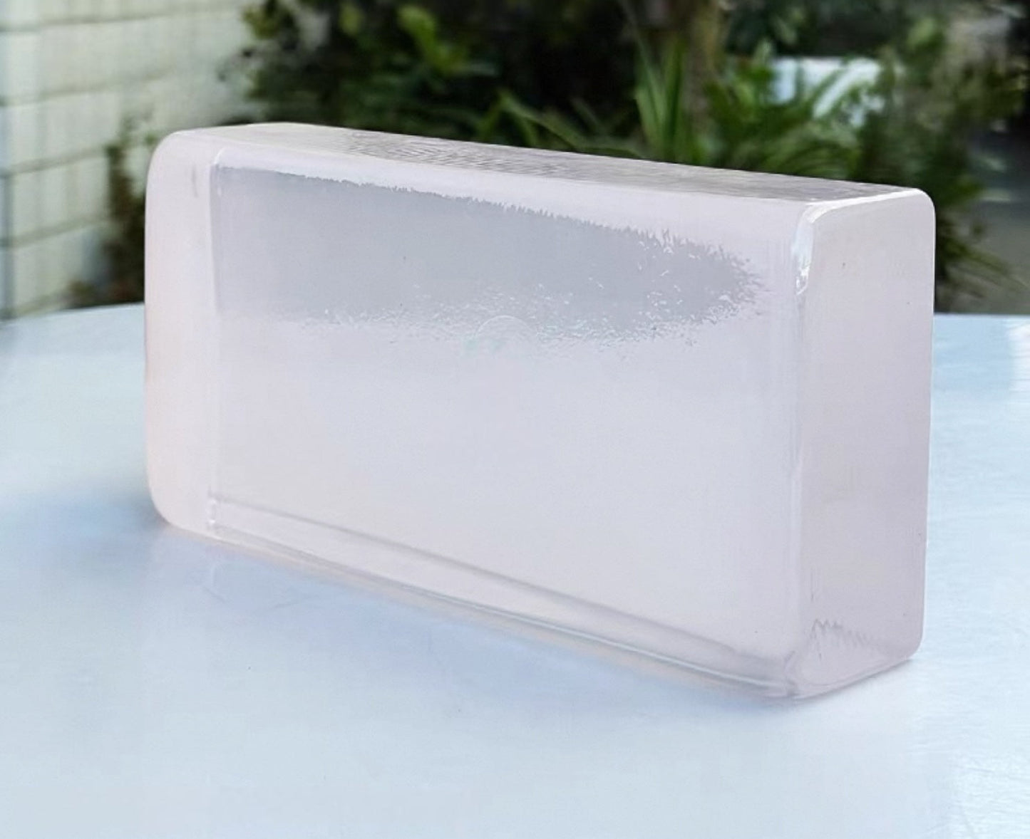 Rounded Edge Ripple Blush Pink glass brick with gentle translucent color by MIOLISM