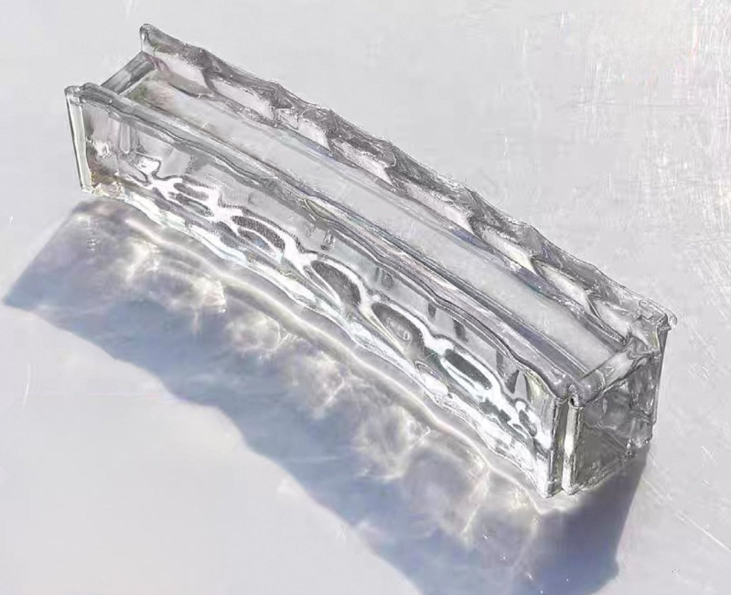 Curved Ripple glass brick with clear arched wave texture by MIOLISM