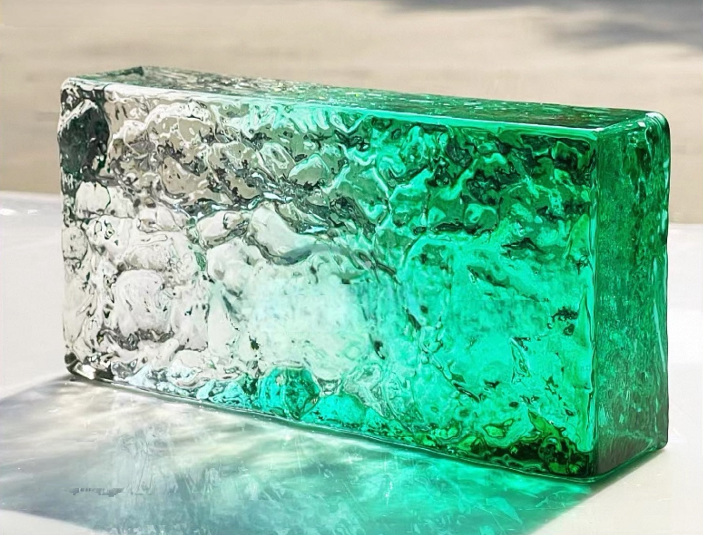 Ice Crystal Verdant Tide glass brick with green gradient texture by MIOLISM