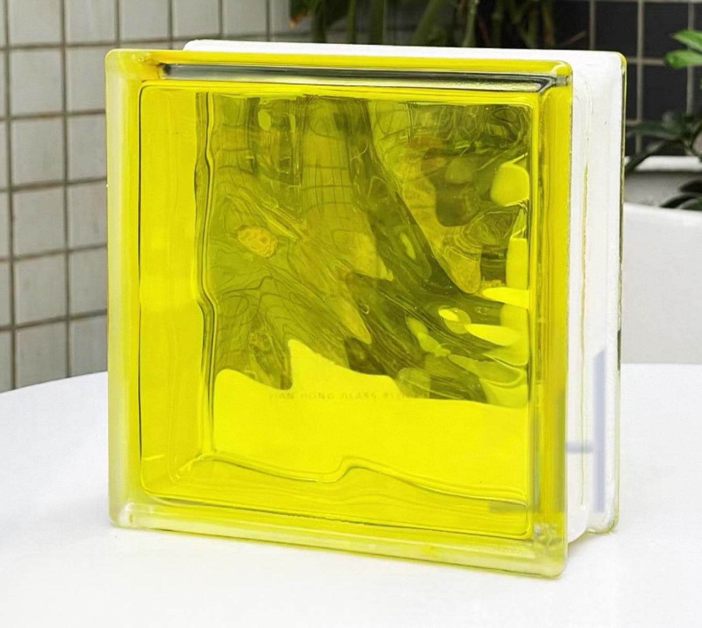 Cloud Mist Hollow Glass Brick—Lemon Glow