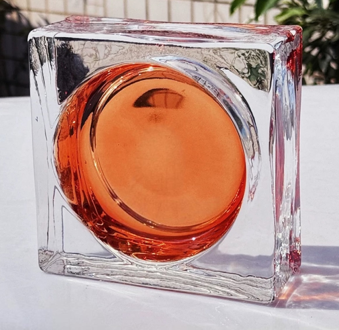 Round Pattern Solid Glass Brick – Orange Soda