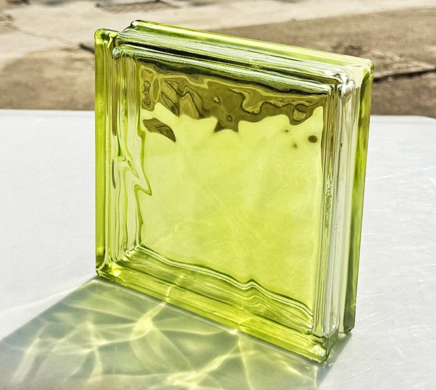 Cloud-Textured Hollow Glass Brick – Citrus Verde
