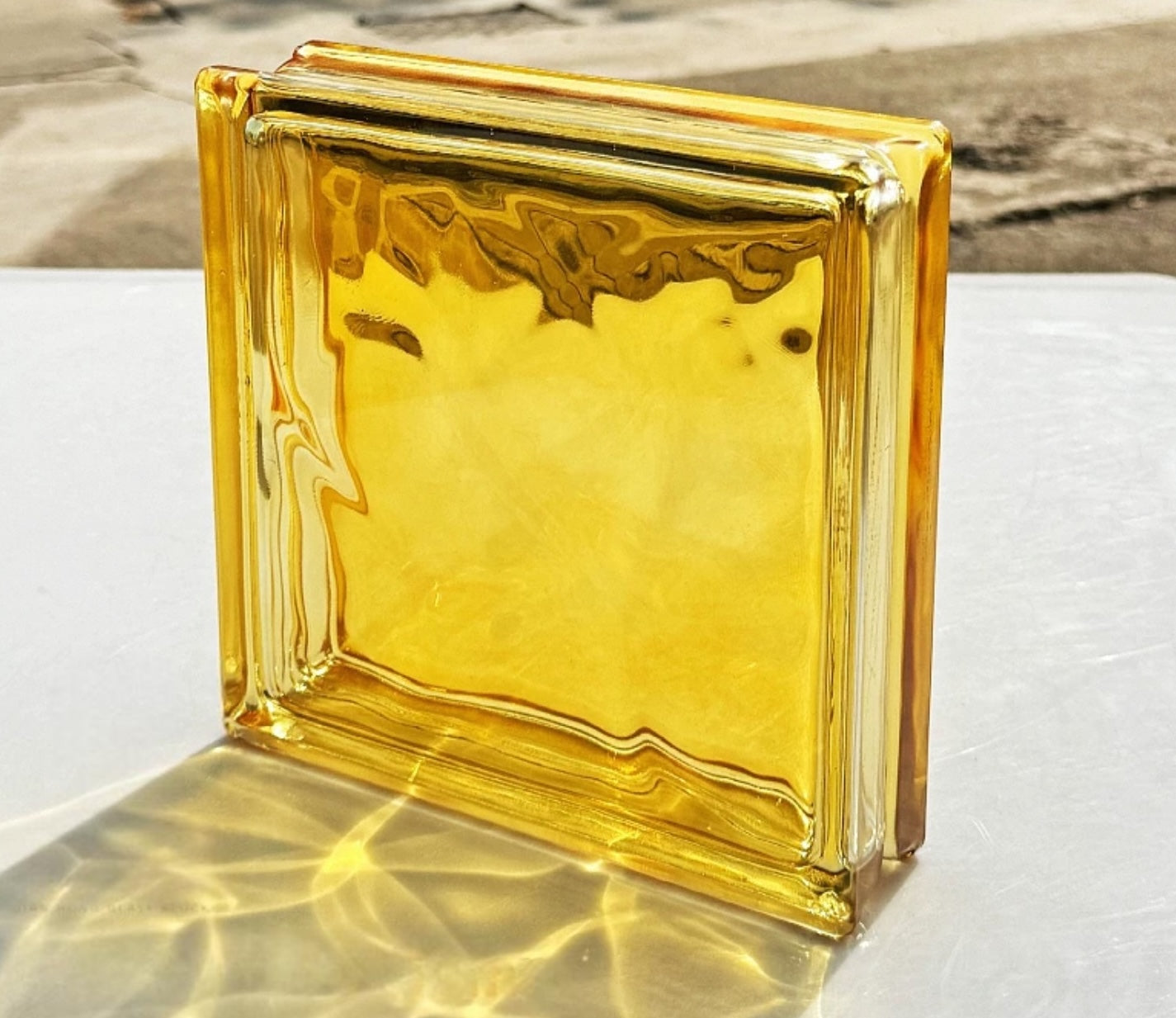 Cloud-Textured Hollow Glass Brick – Sunbeam Mist