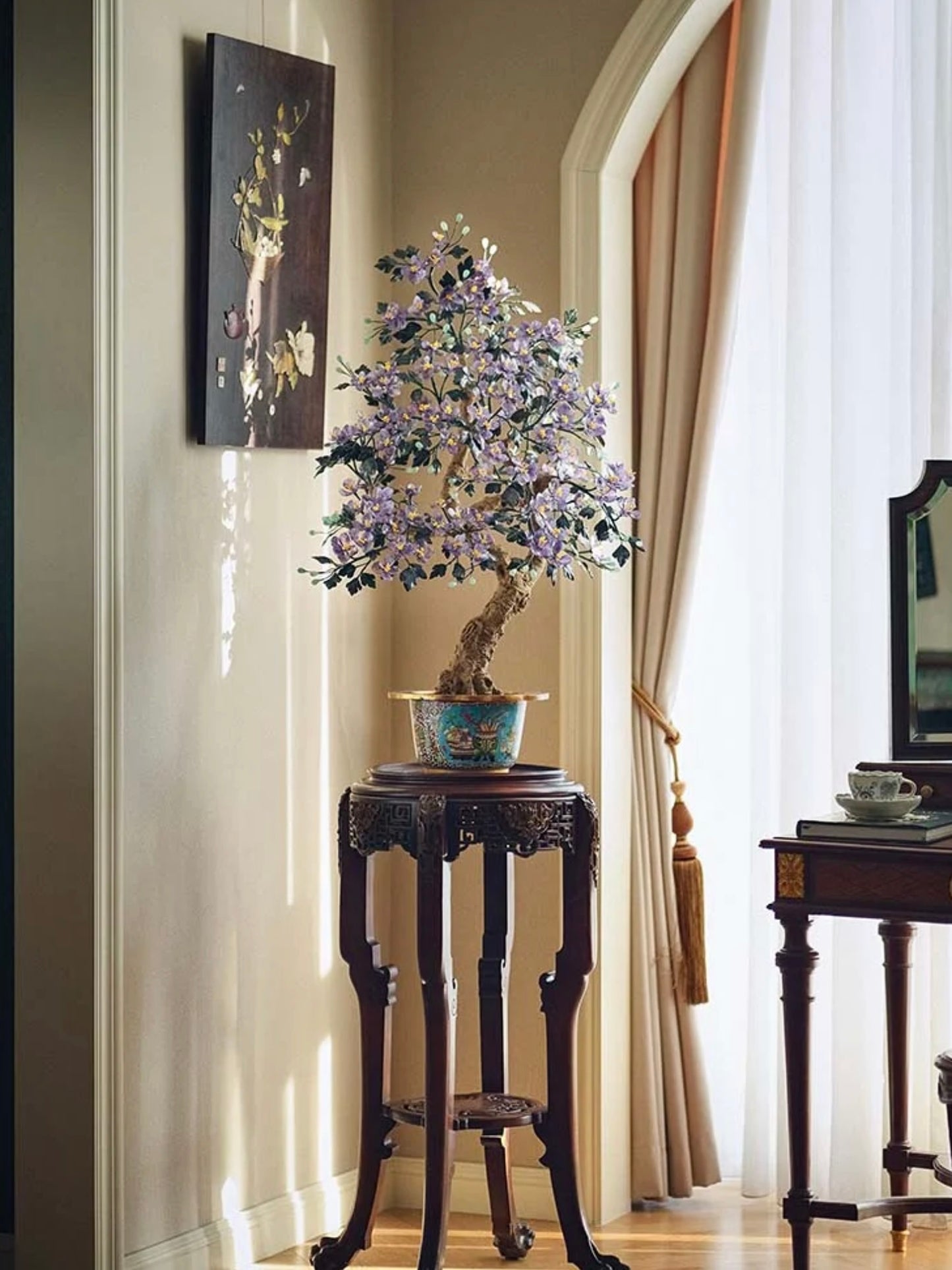 Purple Begonia Luxurious Amethyst & Cloisonné Bonsai