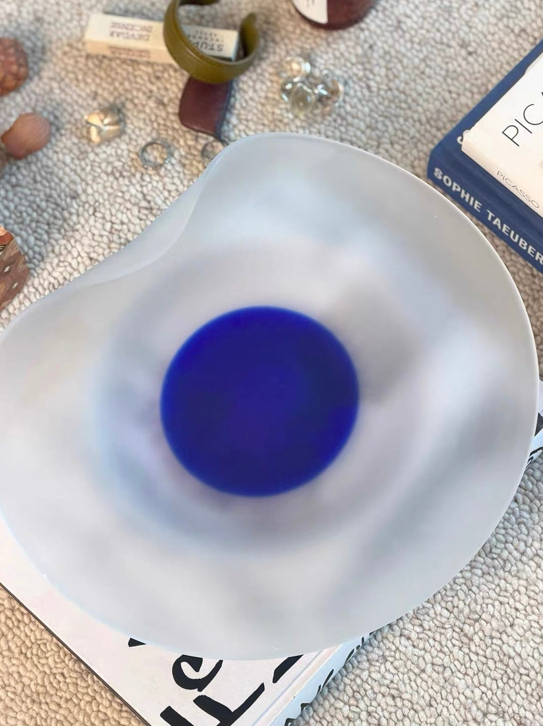 Lapis Veil Art Glass Bowl
