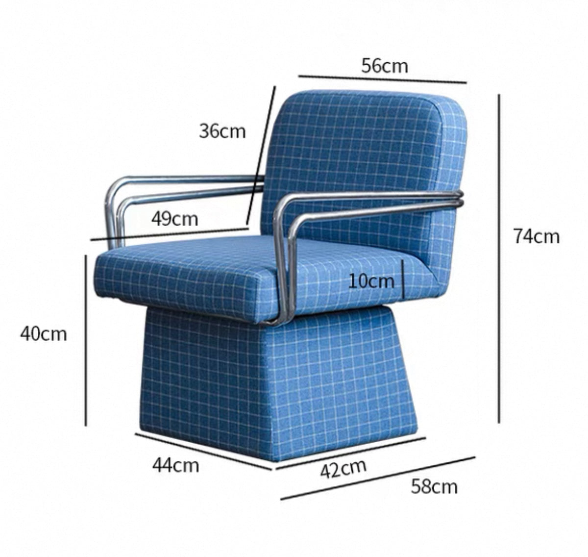 Modern Swivel Armchair - Blue Grid