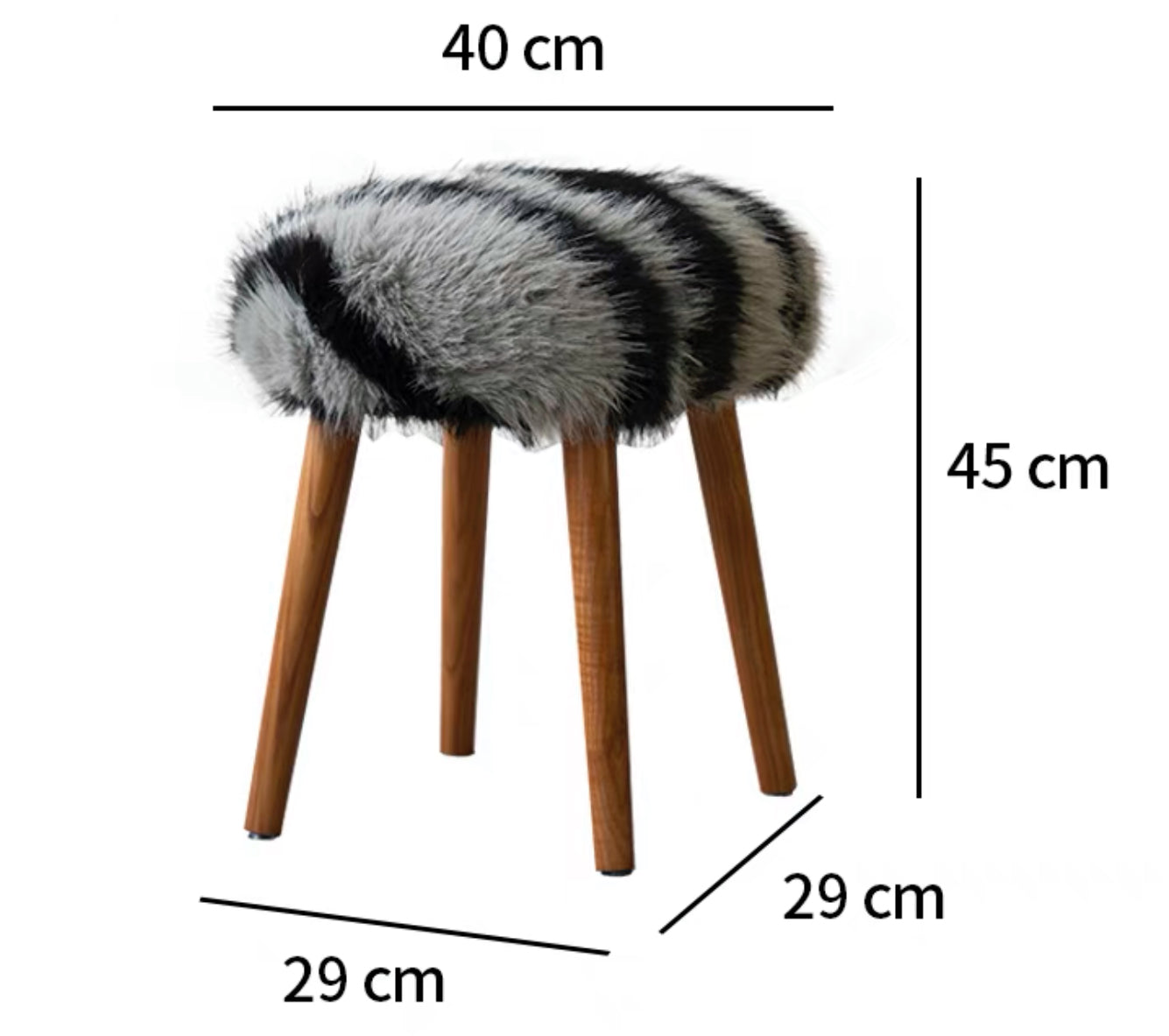 Luxury Faux Fur & Mongolian Fur Accent Stool
