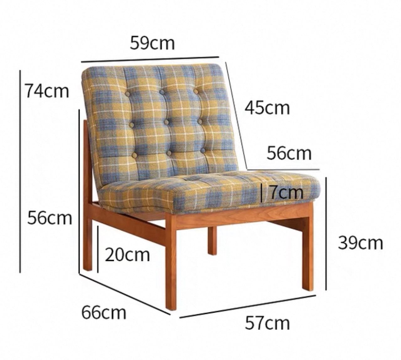Aubrey Lounge Chair - Yellow & Blue Plaid