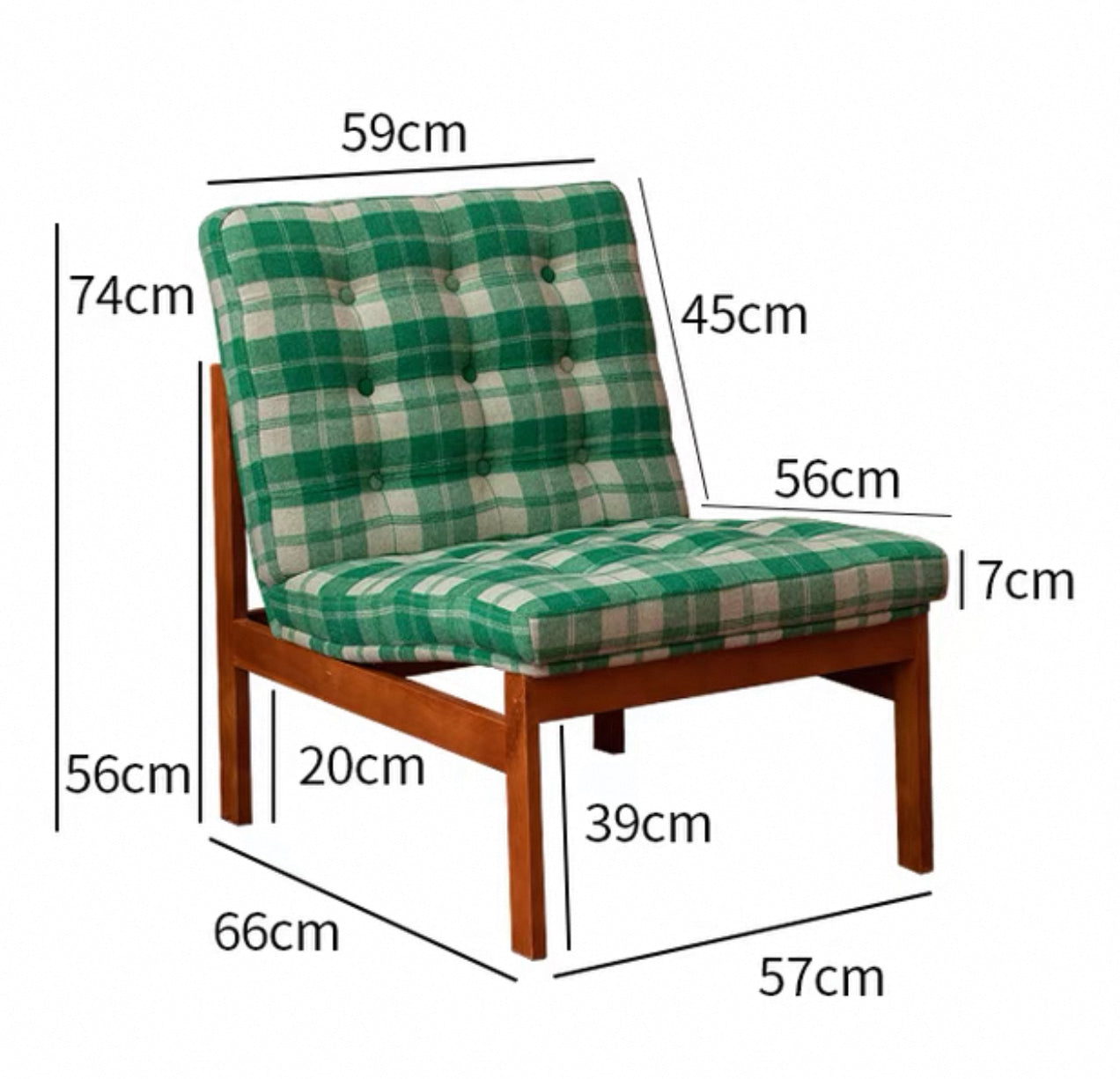 Aubrey Lounge Chair - Green & White Plaid