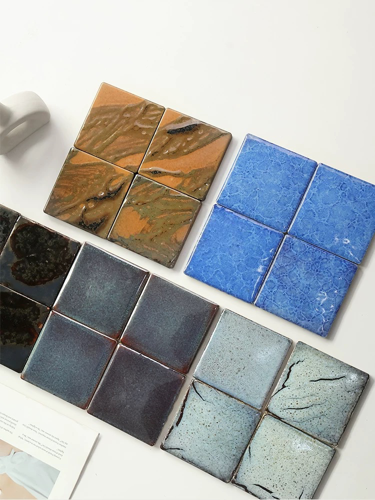 Electroplated Kiln-Glazed Ceramic Tile - Blue Harmony