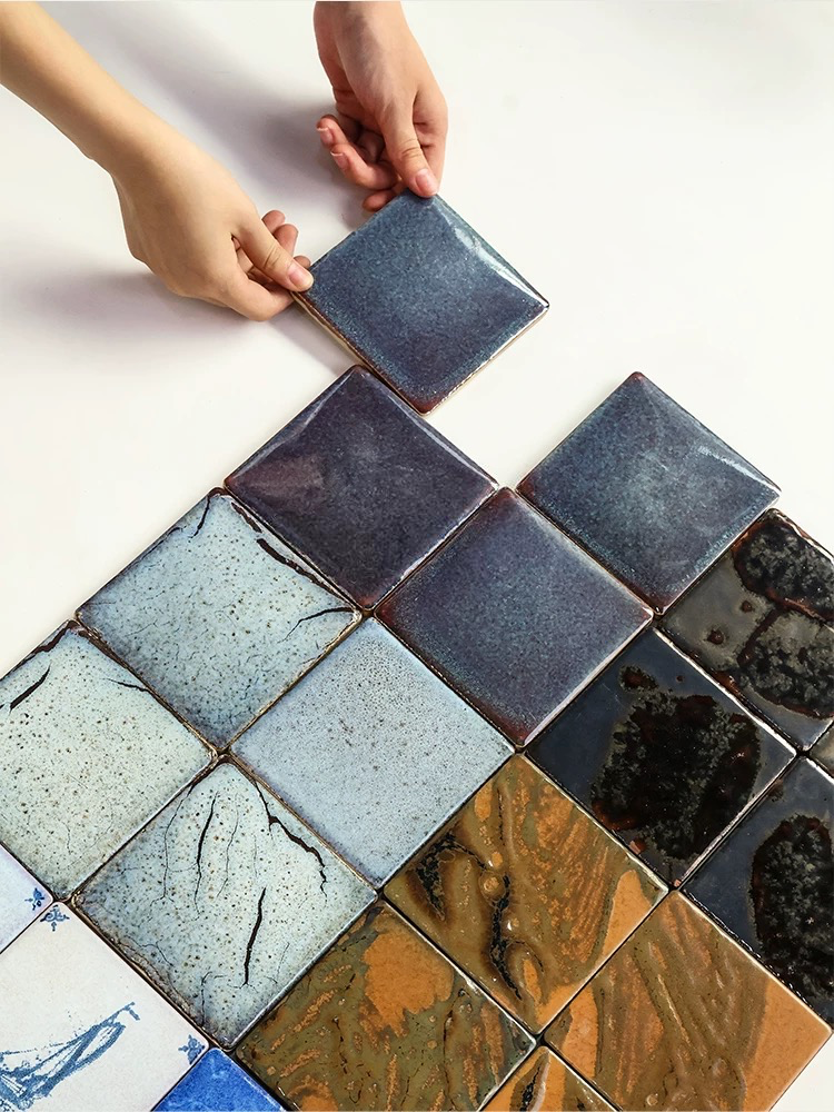 Electroplated Kiln-Glazed Ceramic Tile - Blue Harmony