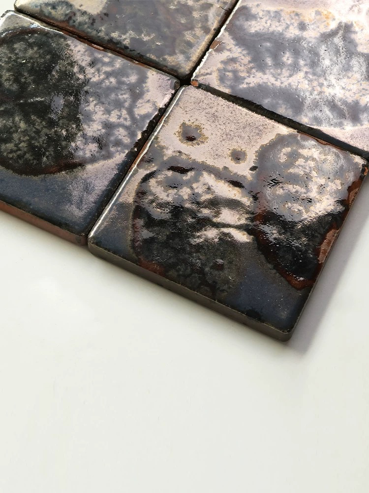 Electroplated Kiln-Glazed Ceramic Tile - Lacquer Black