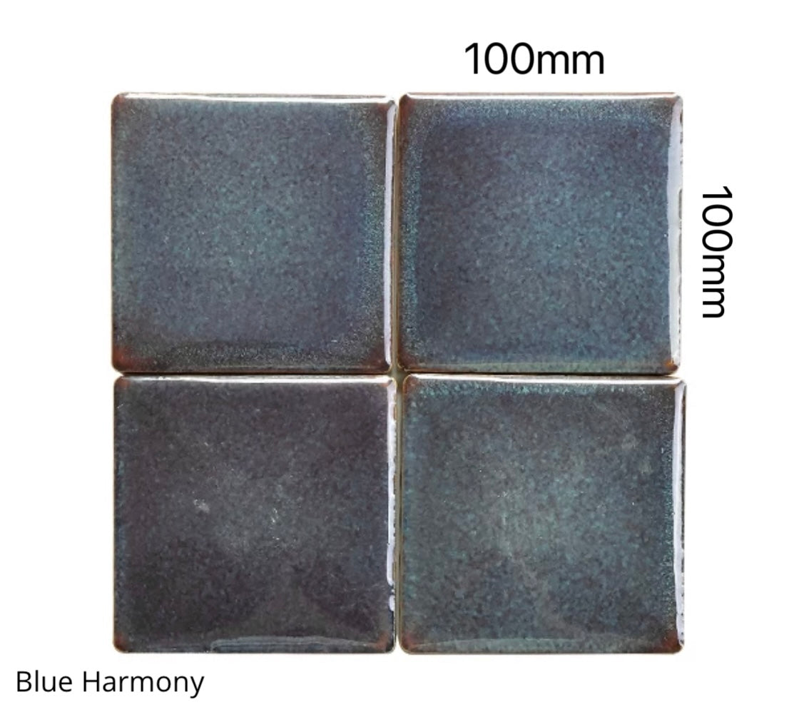 Electroplated Kiln-Glazed Ceramic Tile - Blue Harmony