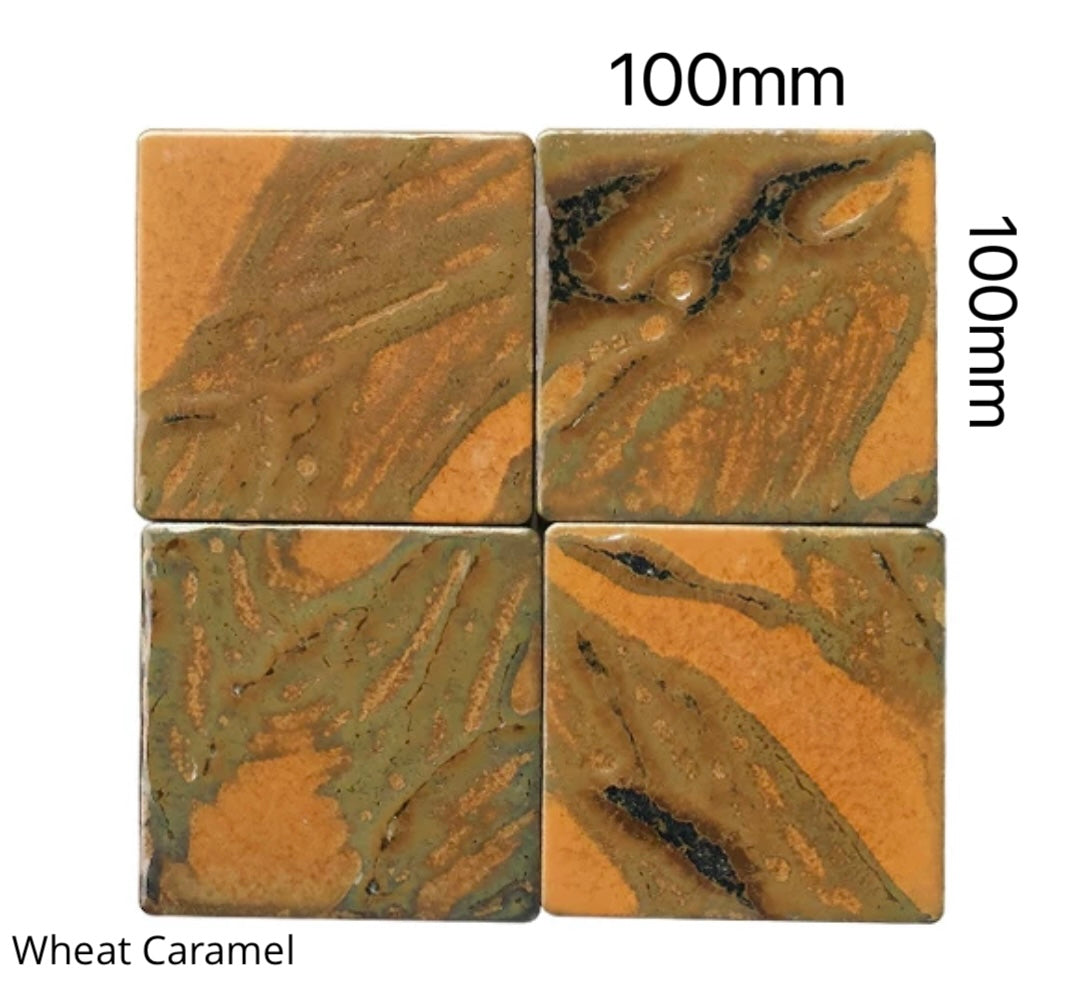Electroplated Kiln-Glazed Ceramic Tile - Wheat Caramel