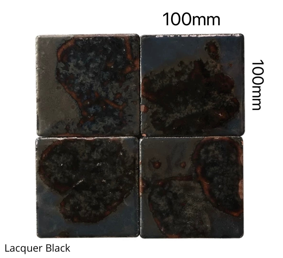 Electroplated Kiln-Glazed Ceramic Tile - Lacquer Black
