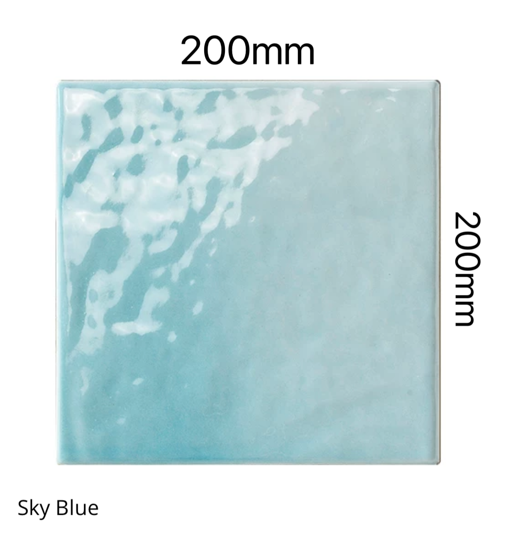 Serenity Glaze Handmade Ceramic Tile - Sky Blue