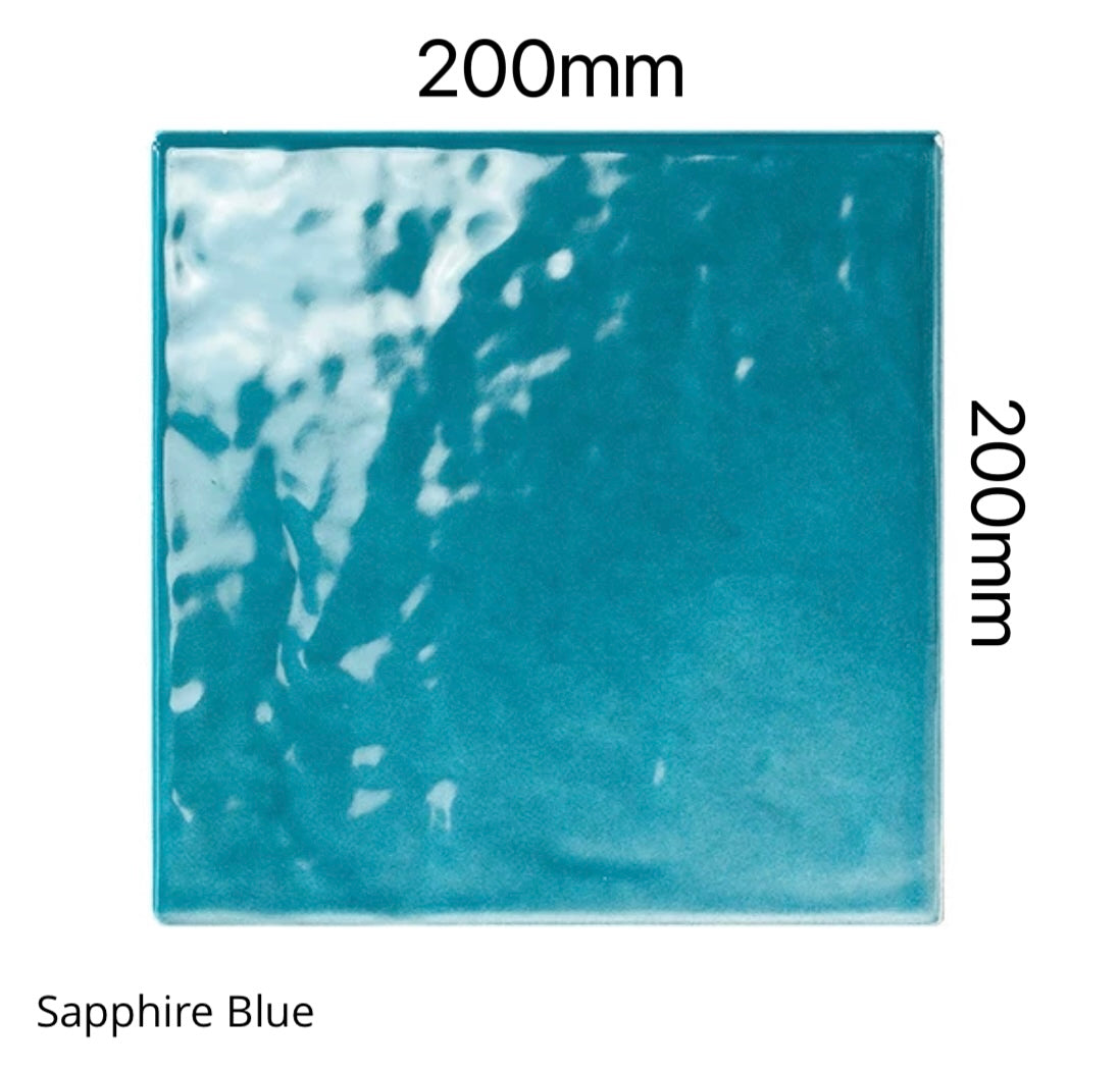 Serenity Glaze Handmade Ceramic Tile - Sapphire Blue