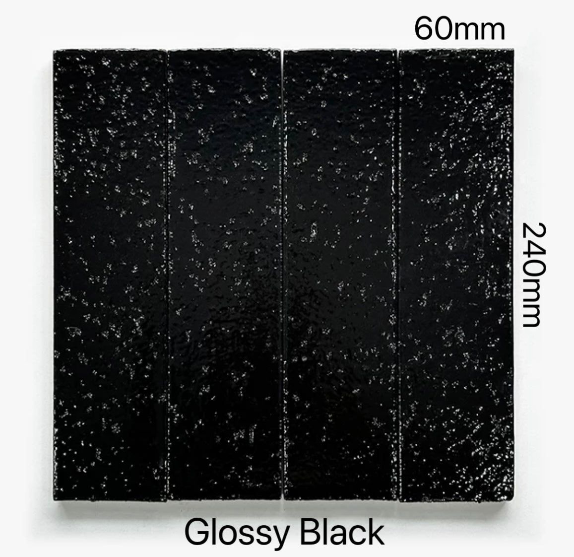 Glazed Ceramic Texture Long Strip Tile - Glossy Black