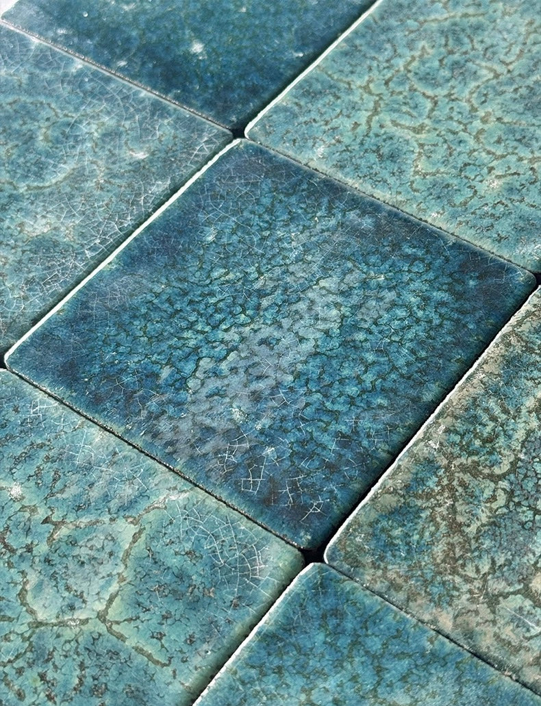 Lava Glaze Handmade Ceramic Tile - Blue Magma
