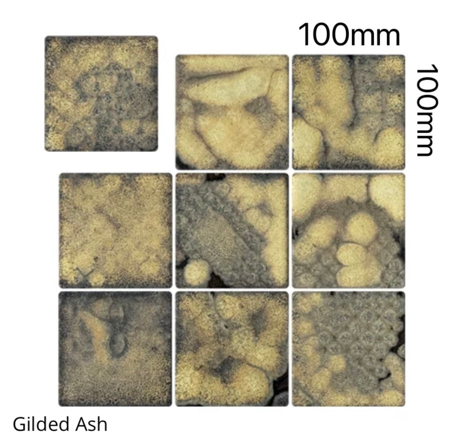 Lava Glaze Handmade Ceramic Tile - Gilded Ash