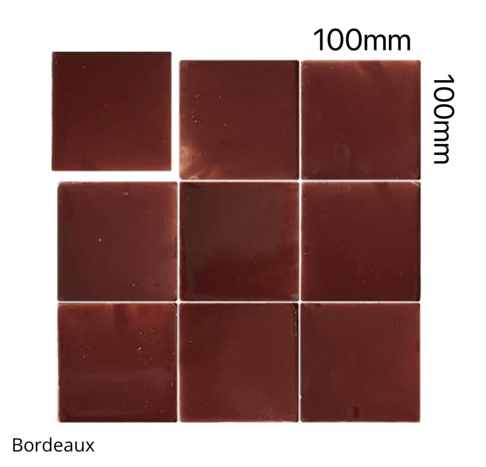 Rouge Handmade Glazed Ceramic Tile - Bordeaux