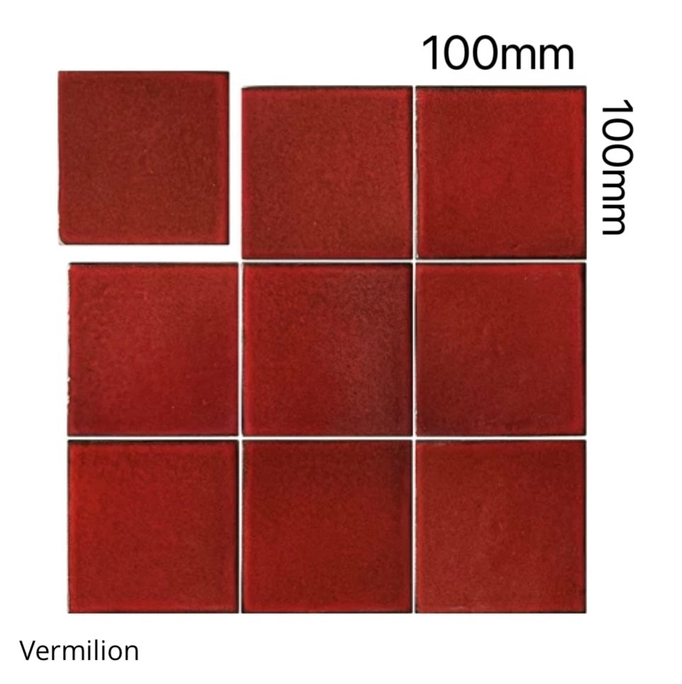 Rouge Handmade Glazed Ceramic Tile - Vermilion