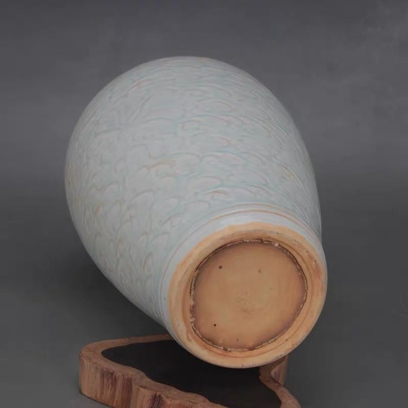 Celadon Dragon Relief Porcelain Vase