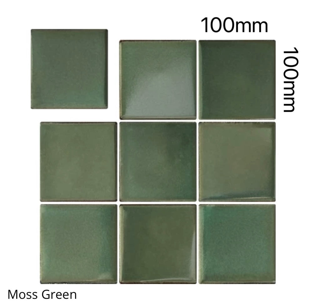 Lucente Artisan Glazed Ceramic Tile - Moss Green