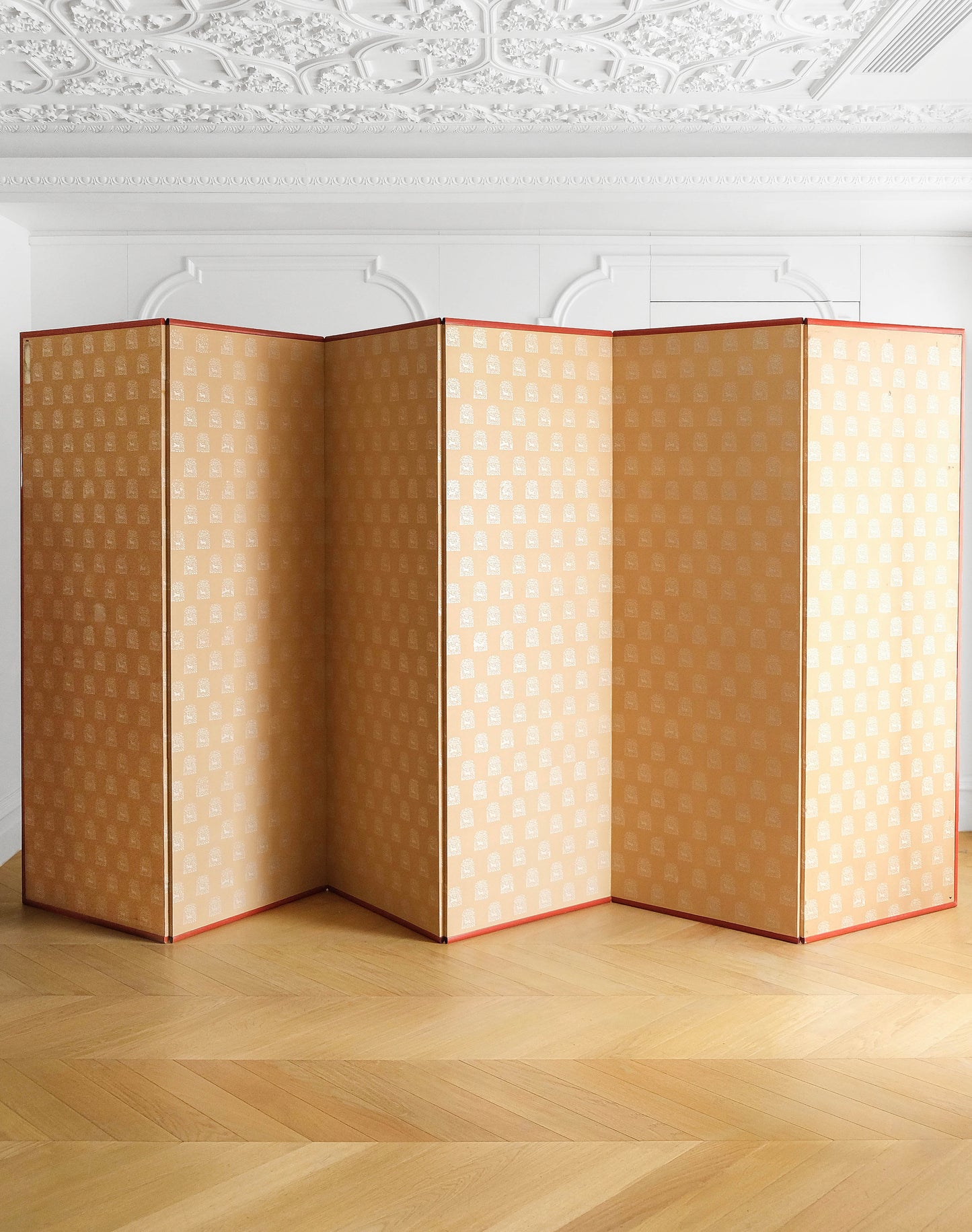 Japanese Silver Leaf 6-Panel Folding Screen