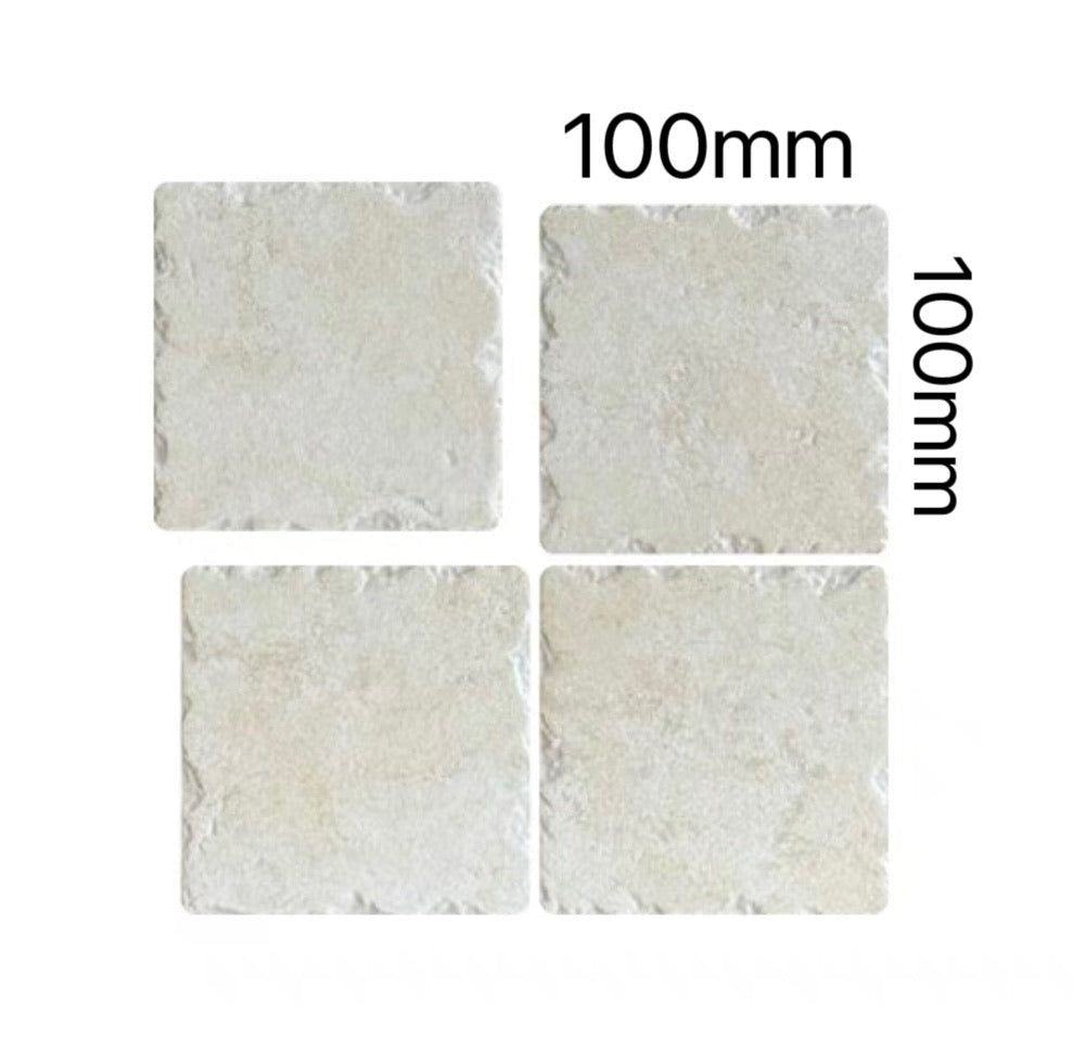 Antique-Texture Ceramic Square Tile - Ivory