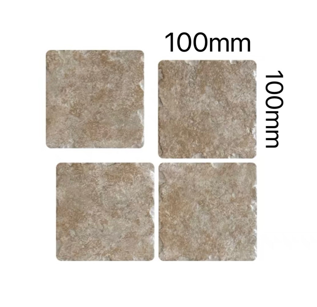 Antique-Texture Ceramic Square Tile - Umber