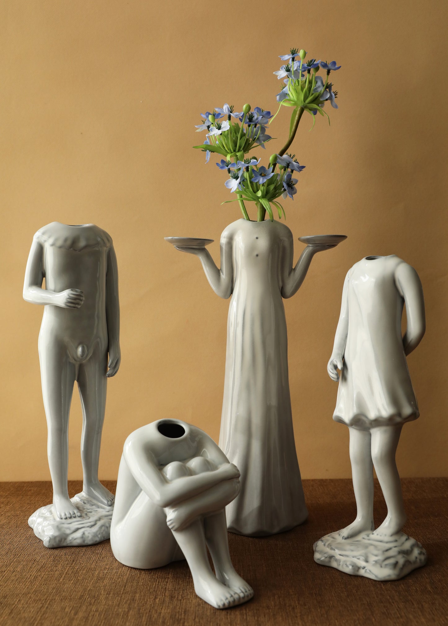 Whispers of Humanity – Kiln-Glazed Figurative Ceramic Vase & Candleholder