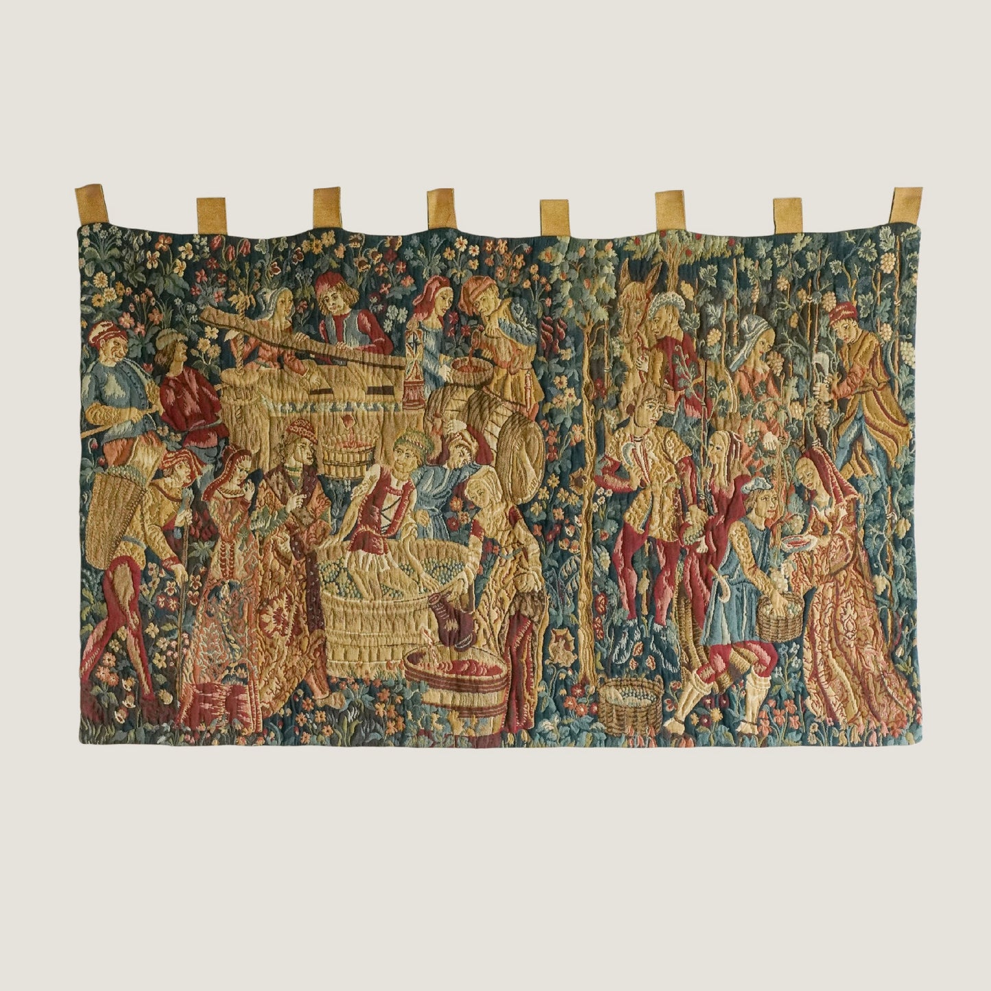 Grape Harvest Jacquard Tapestry — 20th Century French Wall Hanging by La Filandière