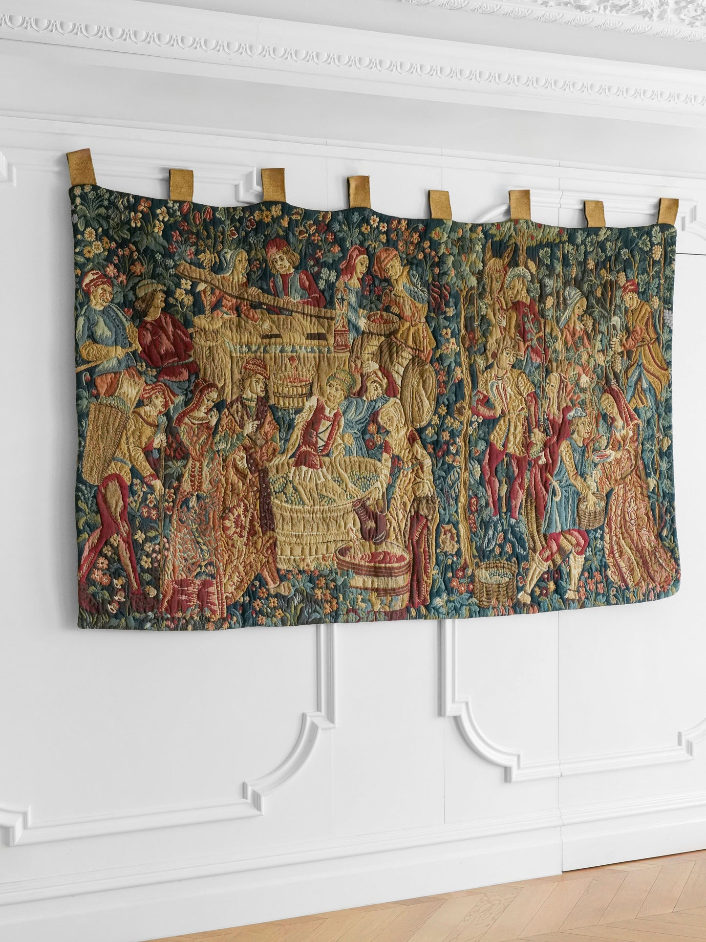 Grape Harvest Jacquard Tapestry — 20th Century French Wall Hanging by La Filandière