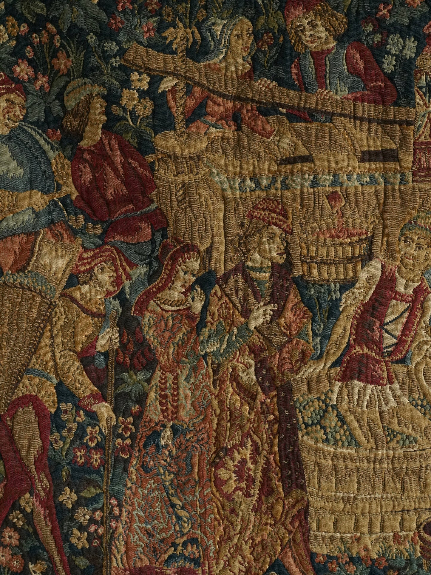 Grape Harvest Jacquard Tapestry — 20th Century French Wall Hanging by La Filandière